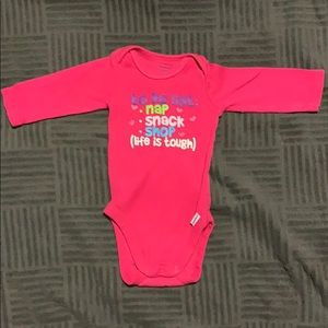Pink Long-sleeved Onesie “Nap Snack Shop”